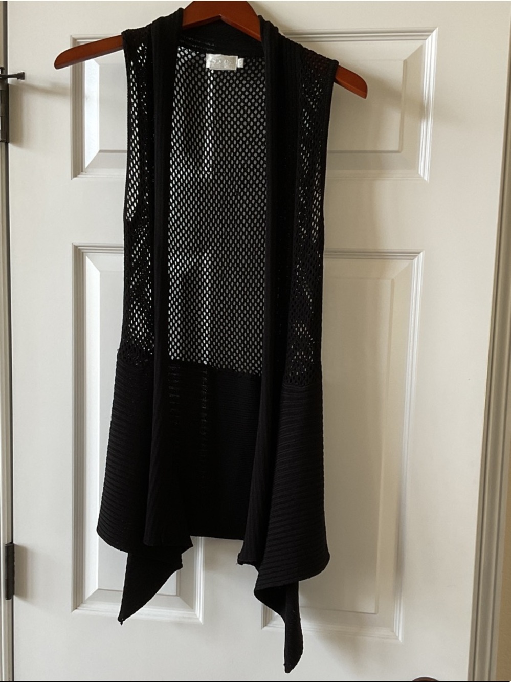 Adore Black Sleeveless Open Mesh Cardigan Vest